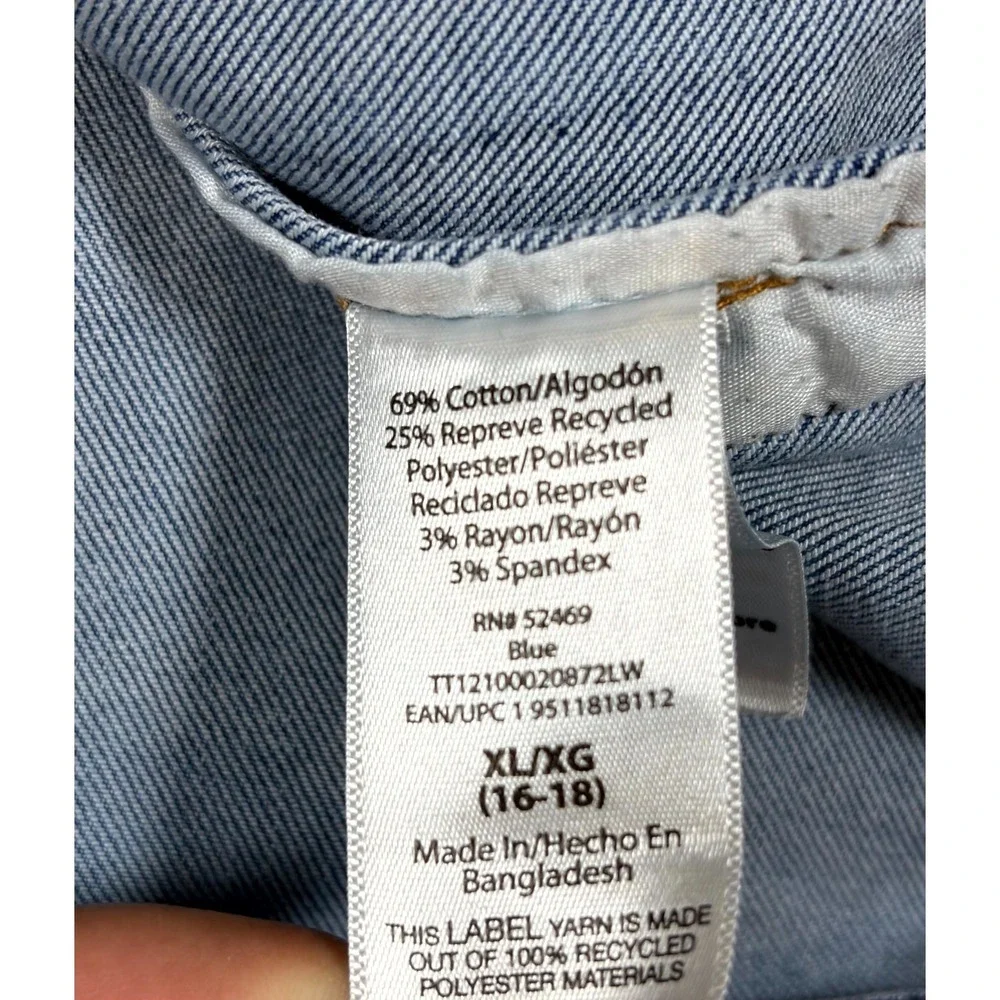Time And Tru Trucker Jacket Women XL(16-18) Blue Denim Cotton Stretch Light Wash